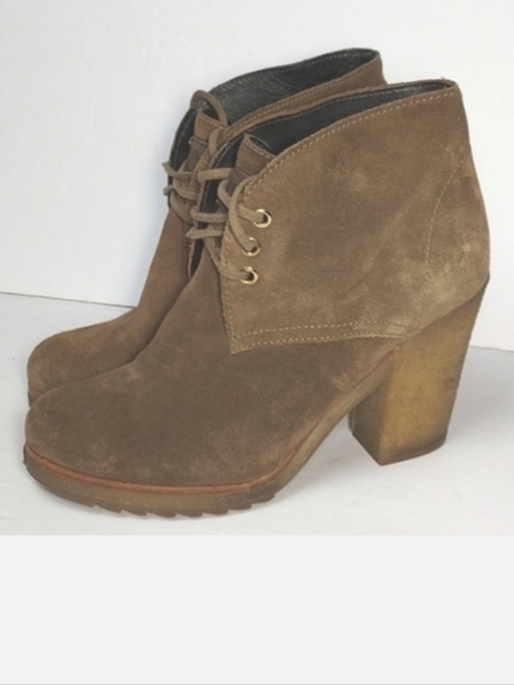 Vintage Prada Sport Desert Boots Brown Suede Heeled Booties Size 37